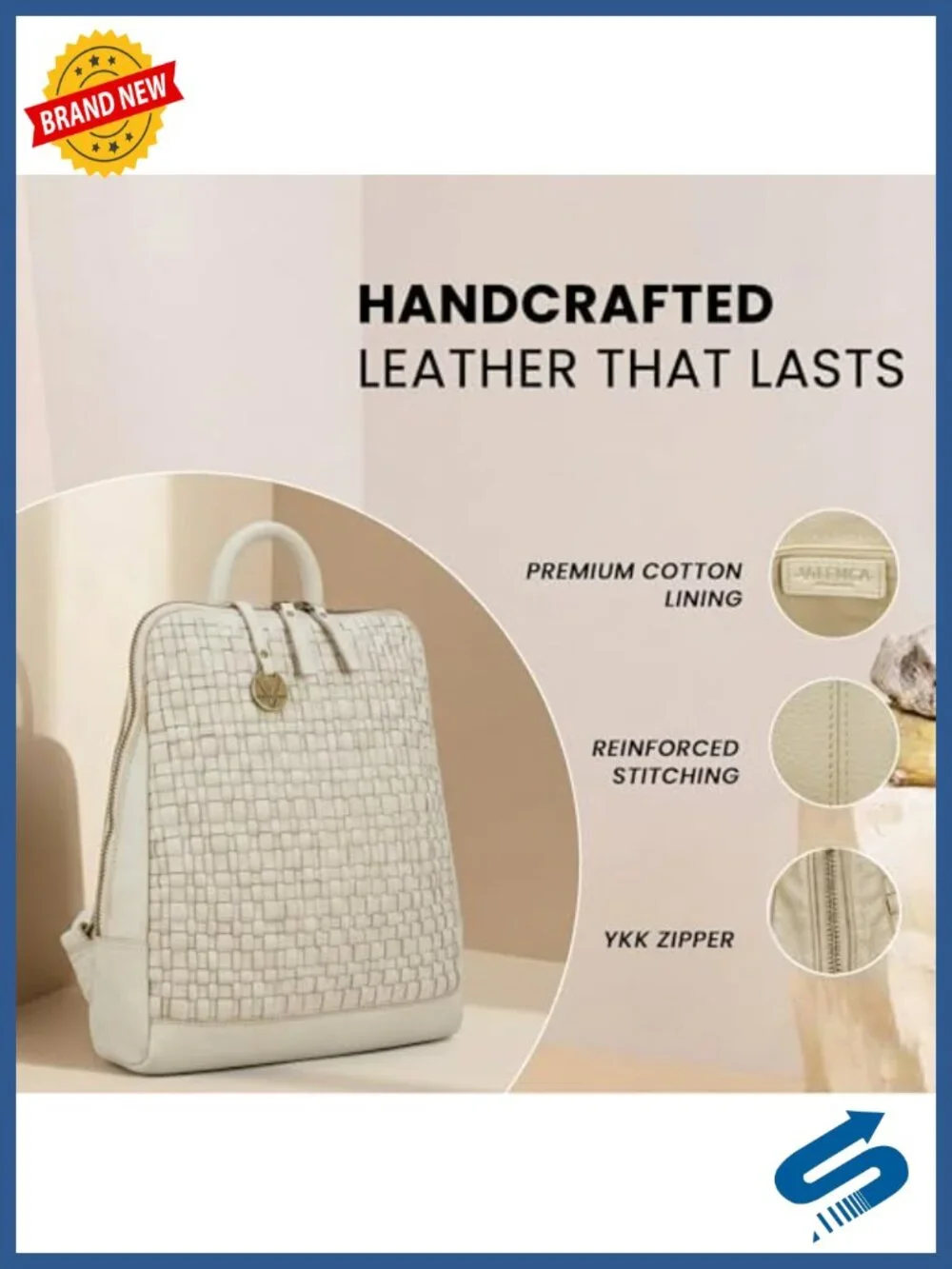 Genuine Leather Backpack for Women & Men with YKK Zipper